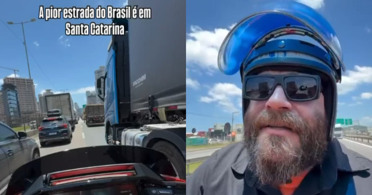 “Pior estrada do Brasil”: motociclista divide opiniões após vídeo polêmico em Santa Catarina