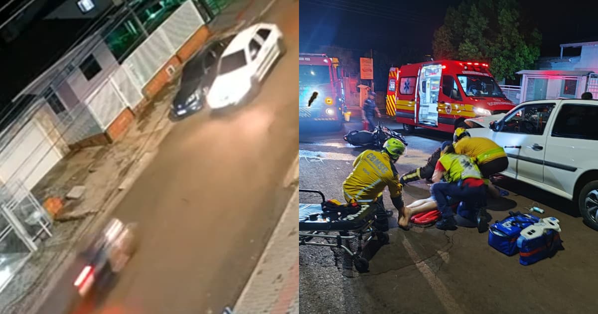 IMAGENS FORTES: Câmera flagra colisão violenta entre carro e moto em SC