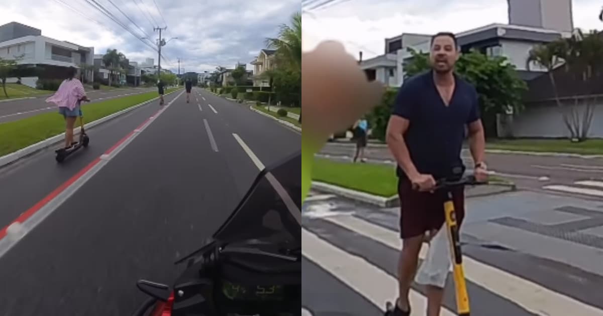 “Achou que tava na razão”: patinete fora da área permitida gera discussão no meio de avenida em Florianópolis