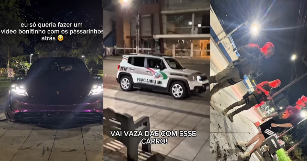 “Só queria fazer vídeo bonitinho”: influenciador critica abordagem da PMSC, após subir com Porsche em calçada
