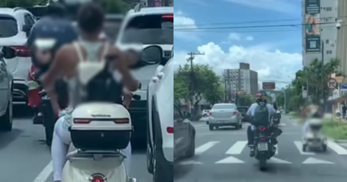 Motorista reclama de mulher sem capacete levando criança em triciclo elétrico em Balneário Camboriú