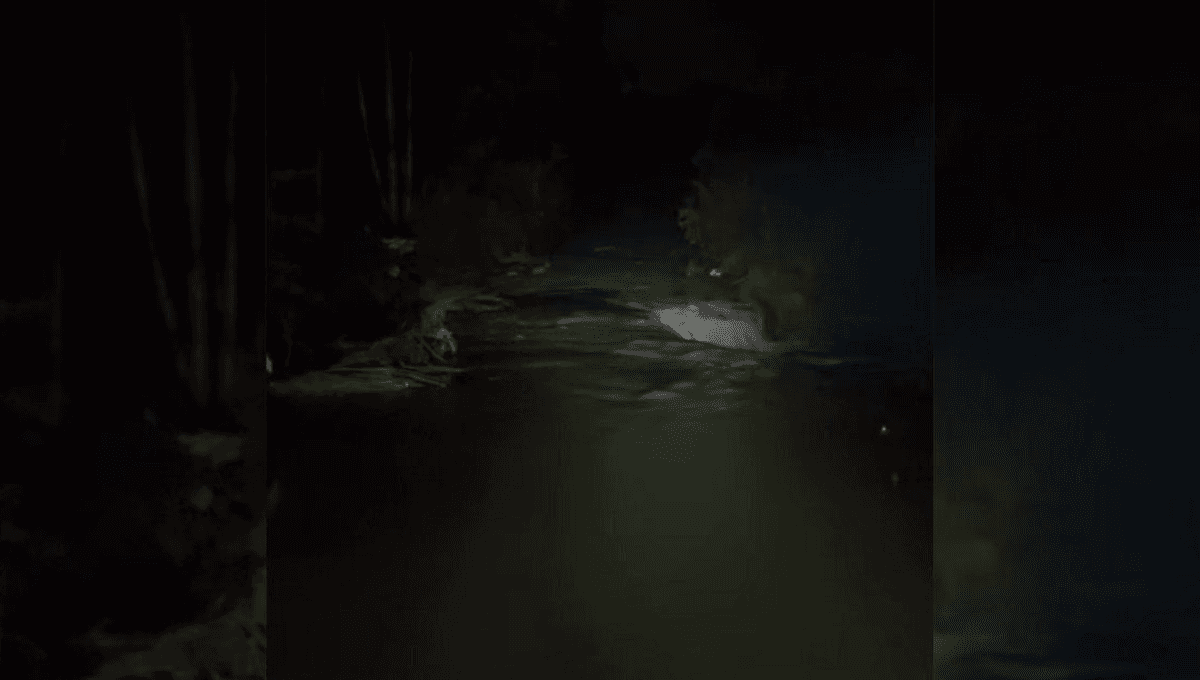 Carro é arrastado por enxurrada e cai em rio durante temporal em Criciúma