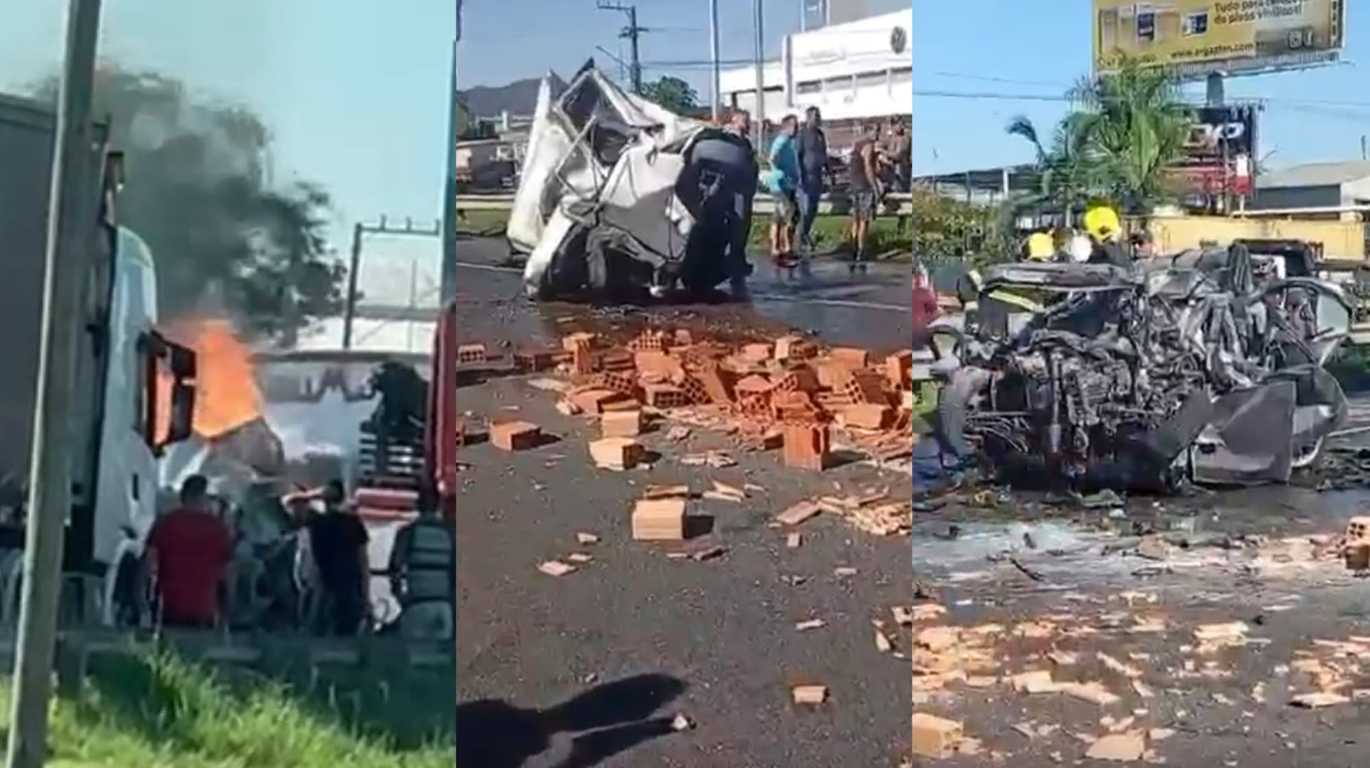 Outros detalhes: carro com família é esmagado em engavetamento mortal na BR-101