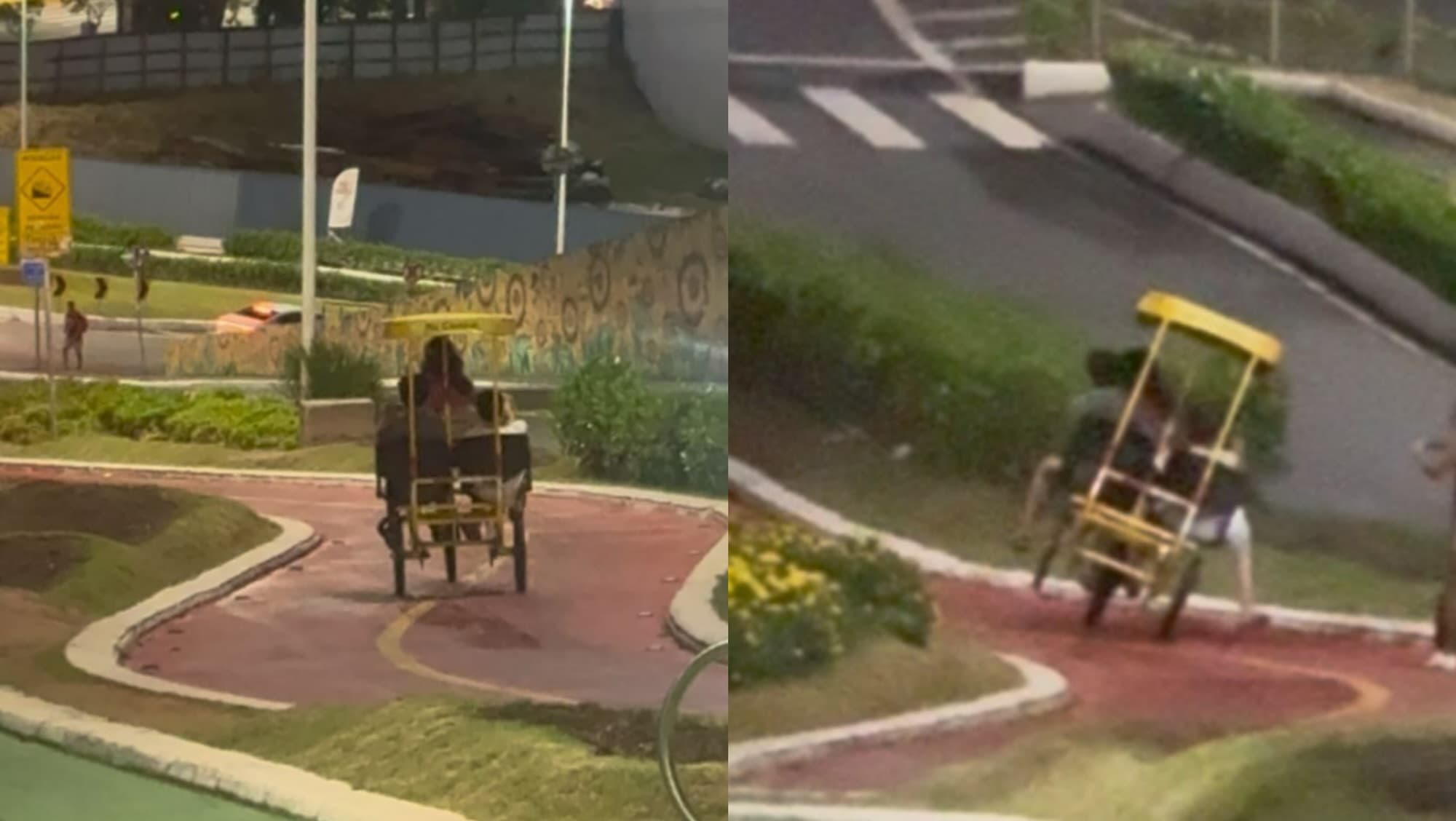Jovens em triciclo decidem descer o Morro da Rainha em BC e o inesperado acontece