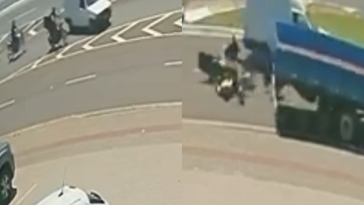 VÍDEO: Carro faz conversão proibida e motoboy morre atropelado por caminhão