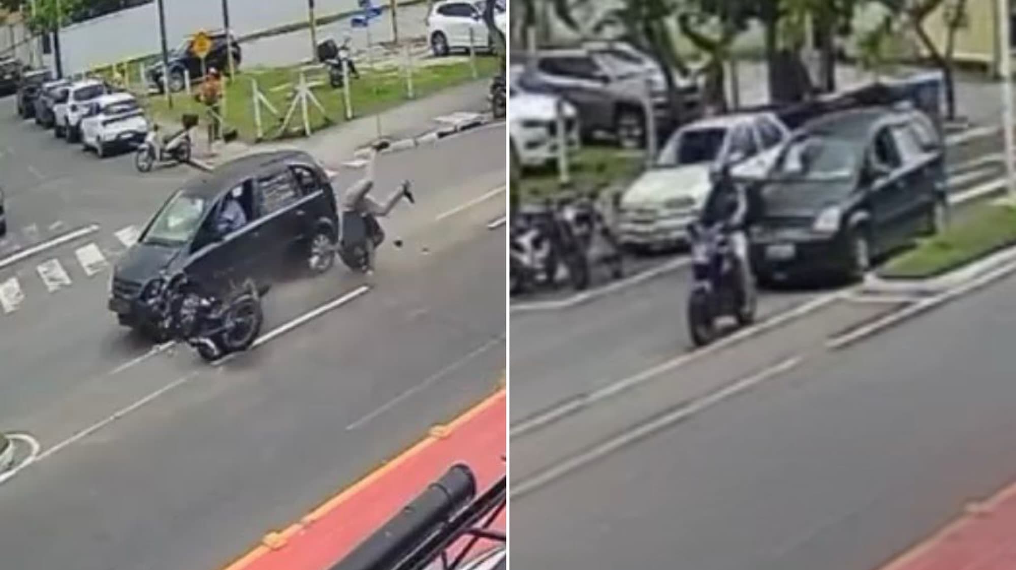 Imagens fortes: briga no trânsito termina em tentativa de homicídio em Balneário Camboriú
