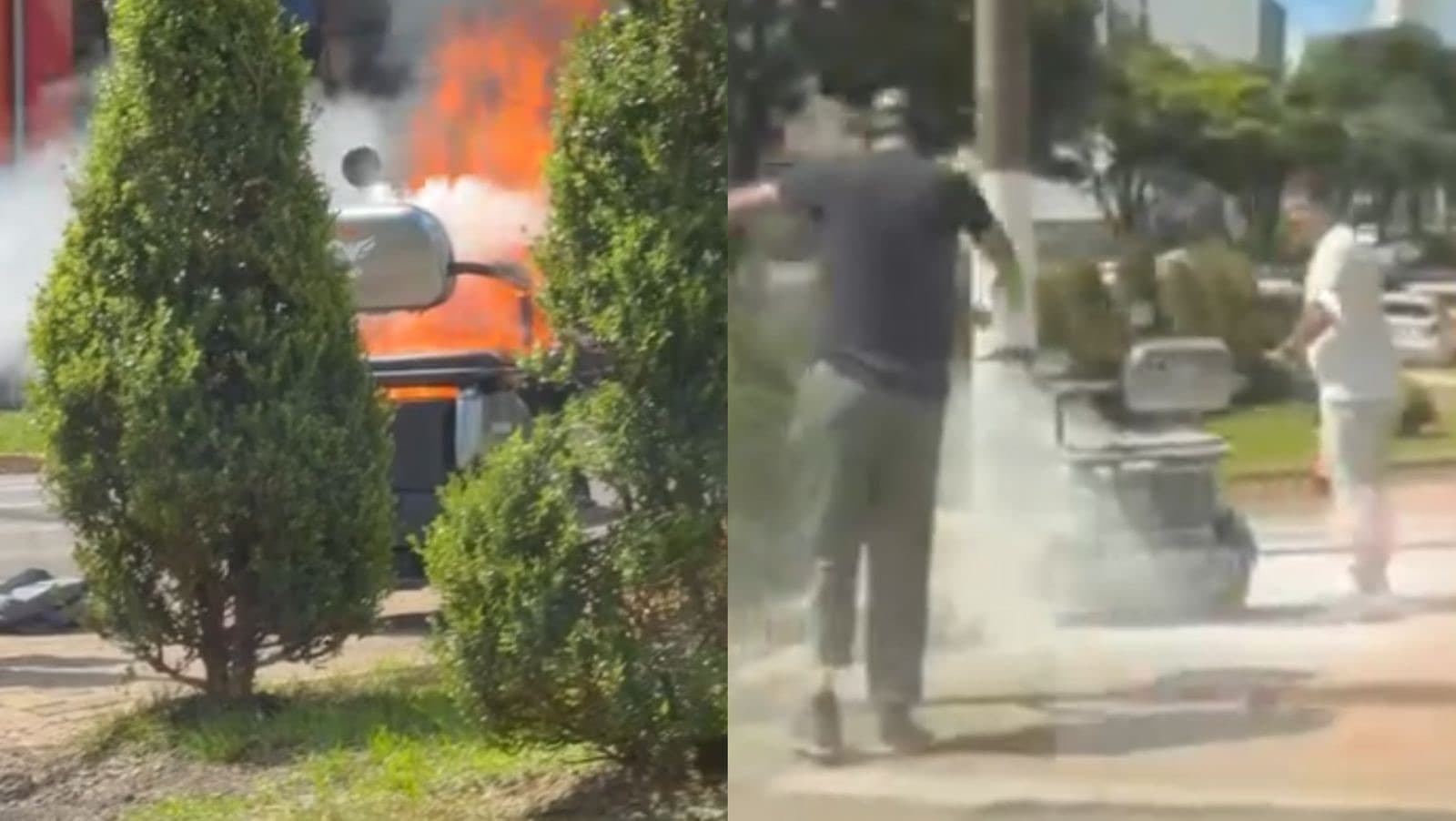 Cadeira de rodas elétrica pega fogo e populares evitam o pior em SC