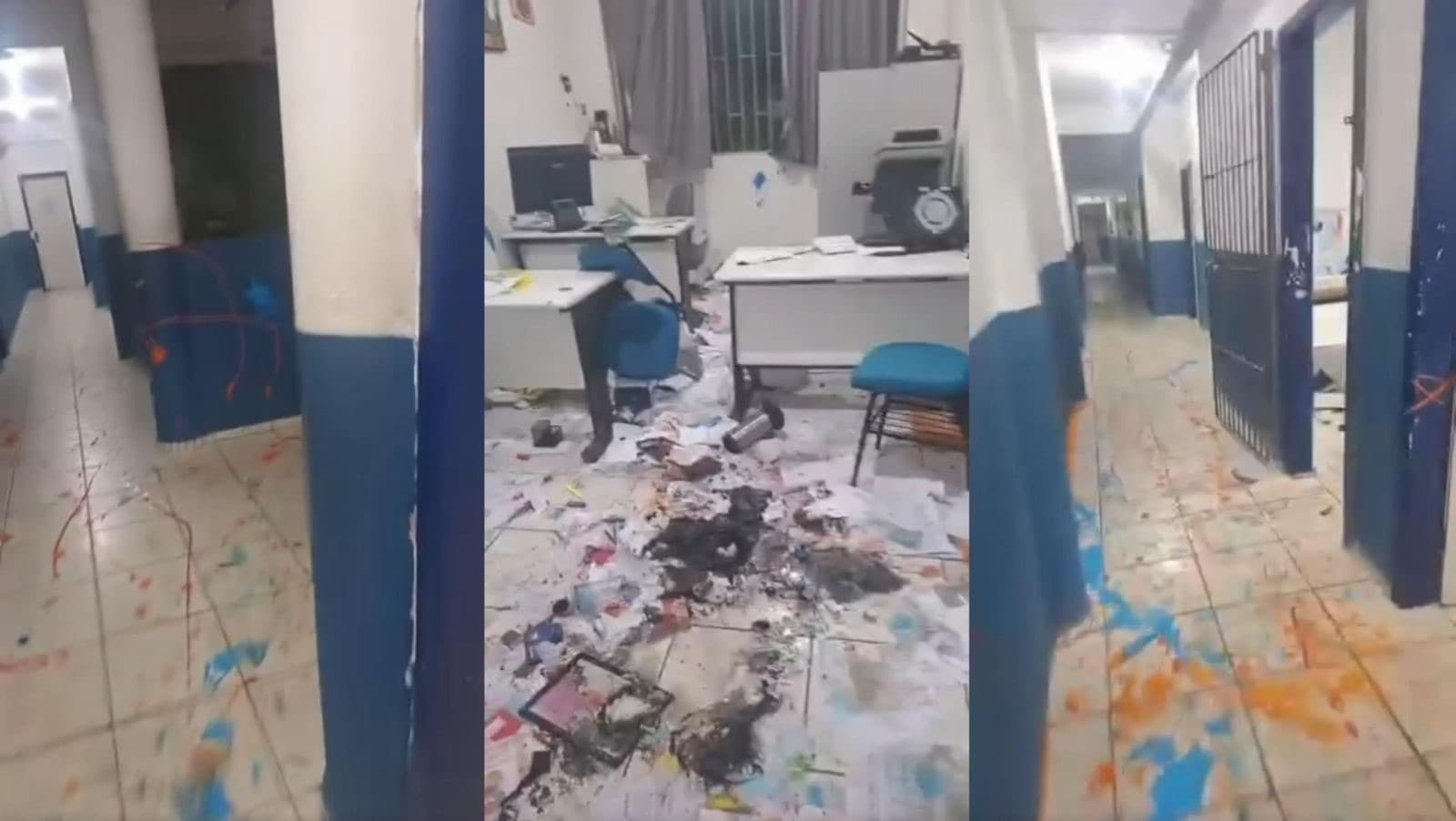 Criança grava vídeo após invadir escola, atear fogo e deixar rastro de destruição em SC