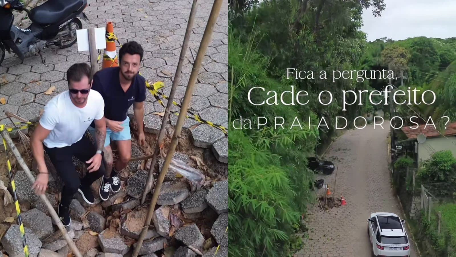 “Porta do céu” da Rocinha vira protesto na Praia do Rosa após buraco ficar um mês aberto