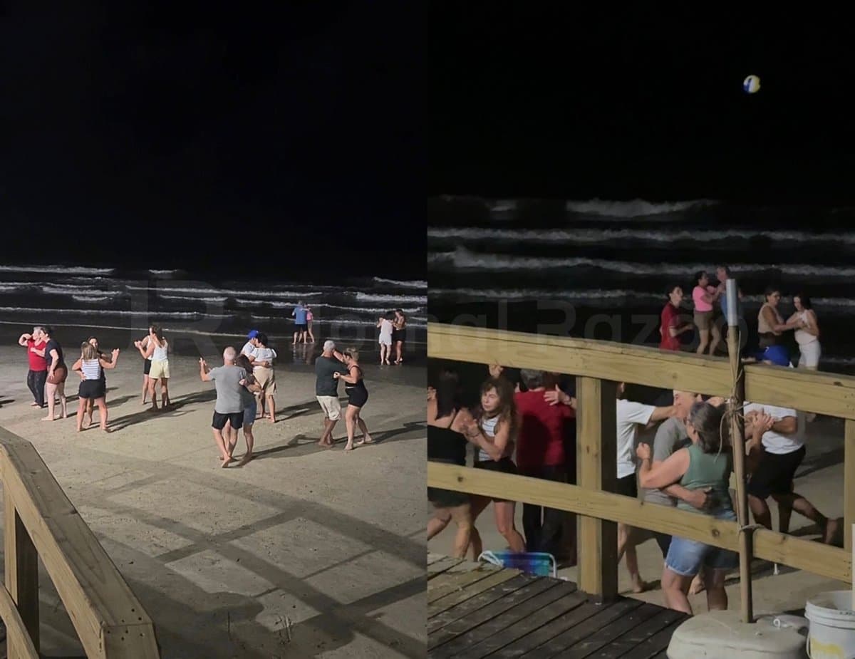 “Pensa na alegria”: grupo de turistas montam “bailão” na praia e divertem quem passava na orla de Itapema