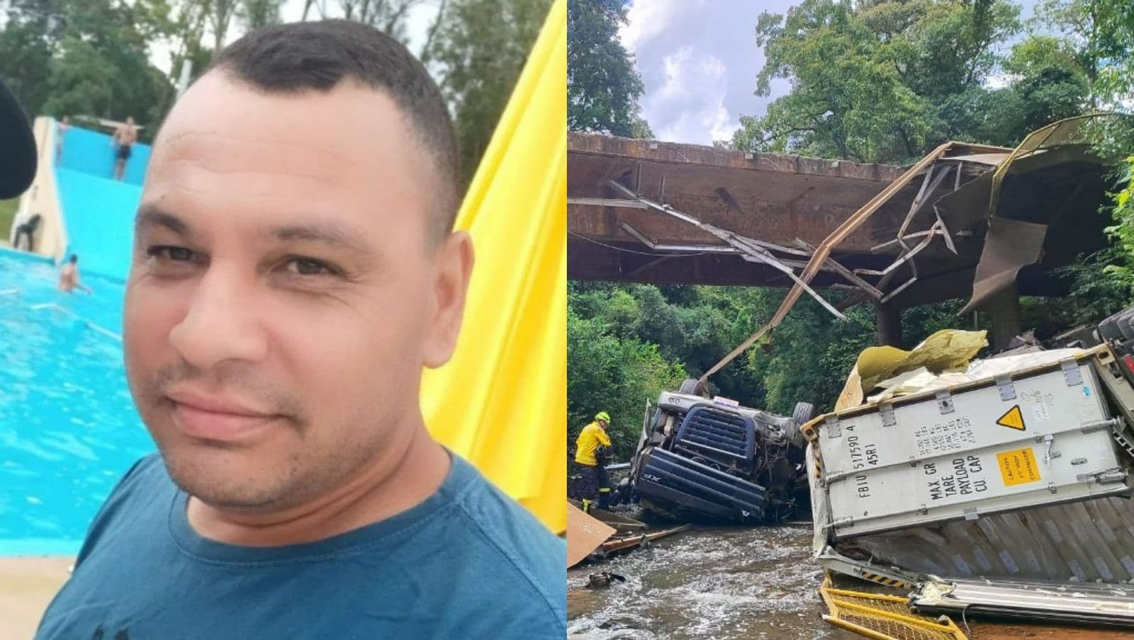 Caminhoneiro morre após carreta cair de ponte e parar dentro de rio na SC-157