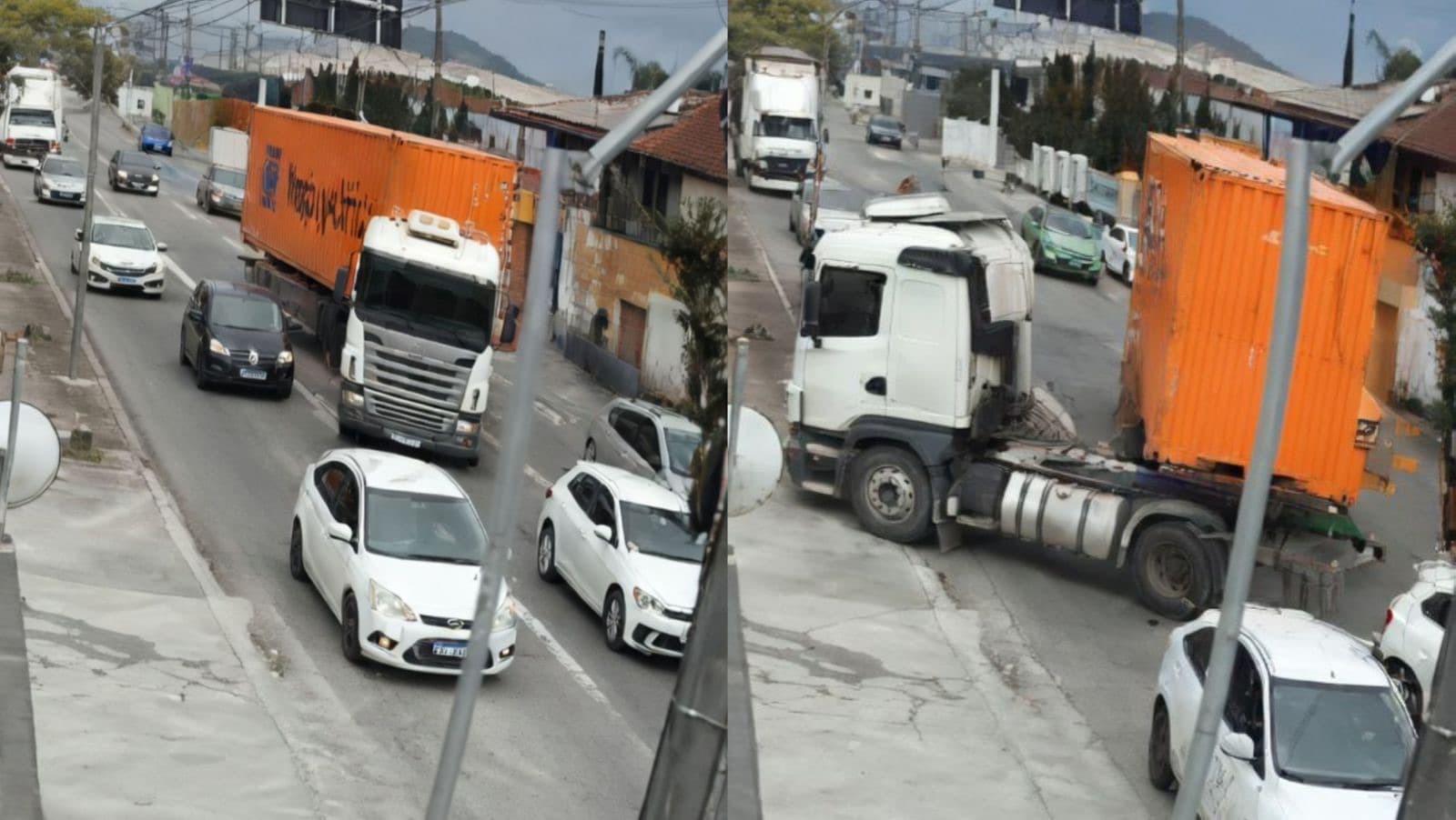 “Livramento de Deus”, diz motorista de carro atingido por carreta sem freio em SC