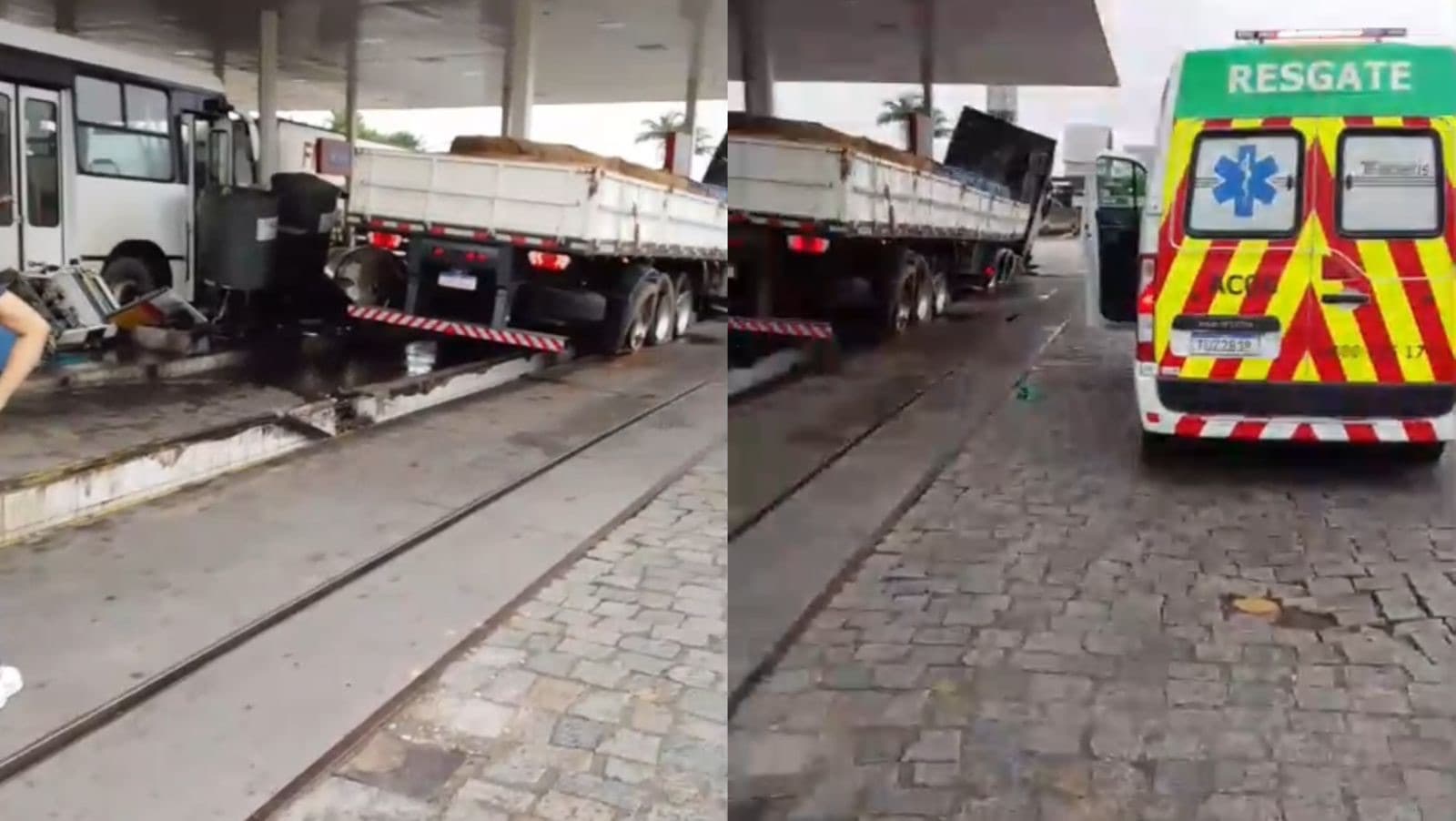URGENTE: Caminhão  desgovernado invade posto de combustível às margens da BR-101 em Itajaí