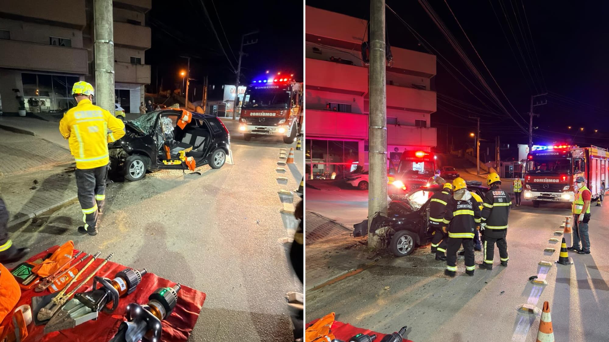 Motorista morre após perder o controle e bater carro contra poste em SC