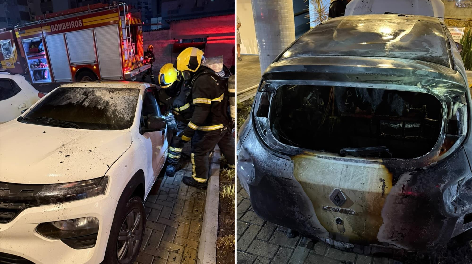 Homem põe fogo em carro e causa pânico em prédio no Centro de Criciúma