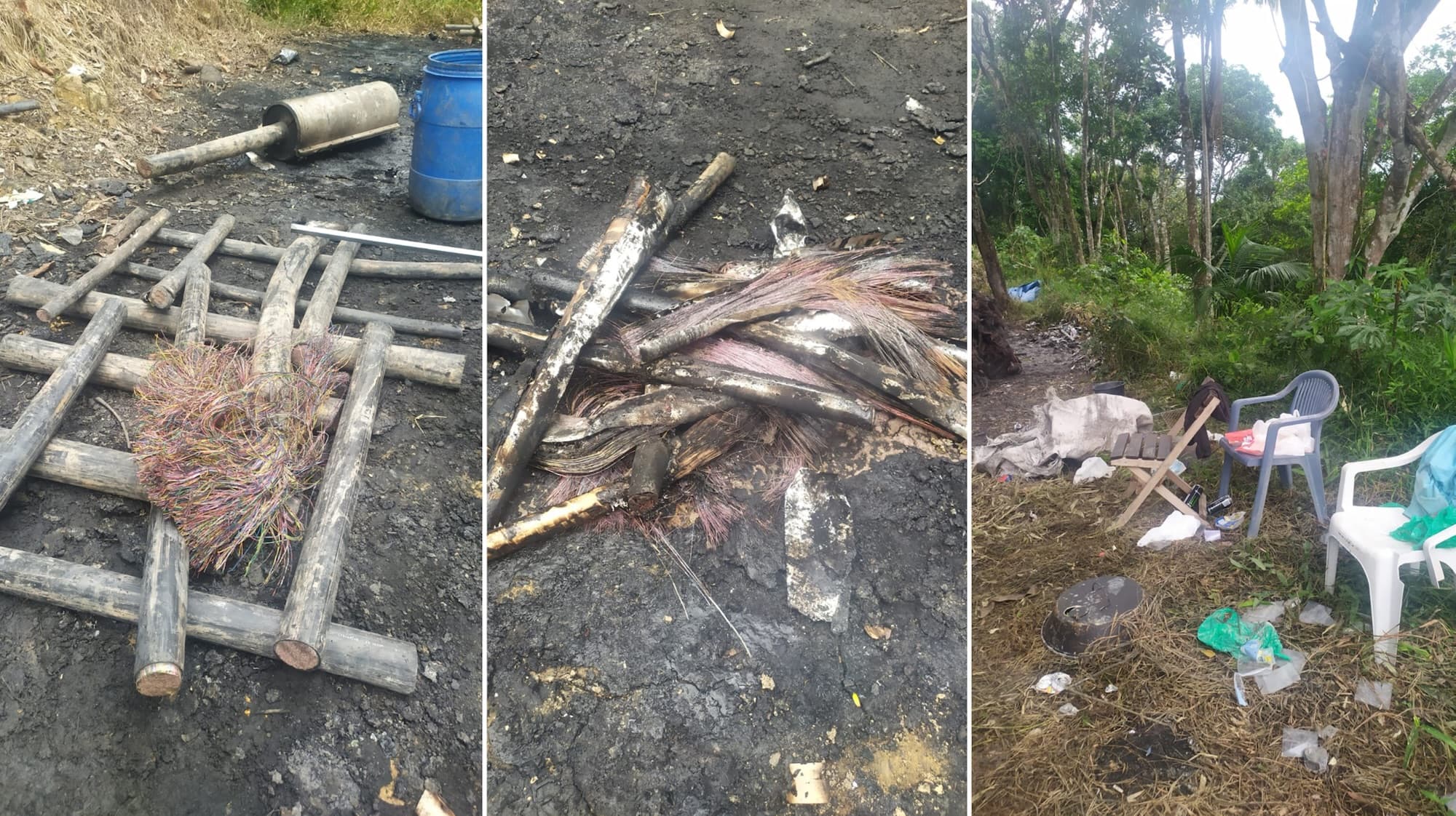 Flagrante de fios sendo queimados termina em fuga e caminhão abandonado em SC