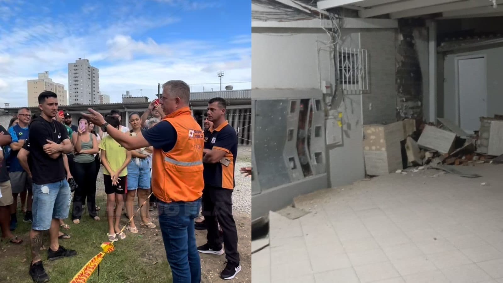 Prefeitura abre abrigo para famílias retiradas de prédio que cedeu no Centro de Itajaí
