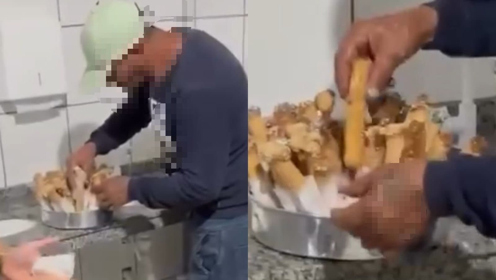 Vendedor de churros é flagrado arrumando alimento dentro de banheiro em tradicional festa de SC
