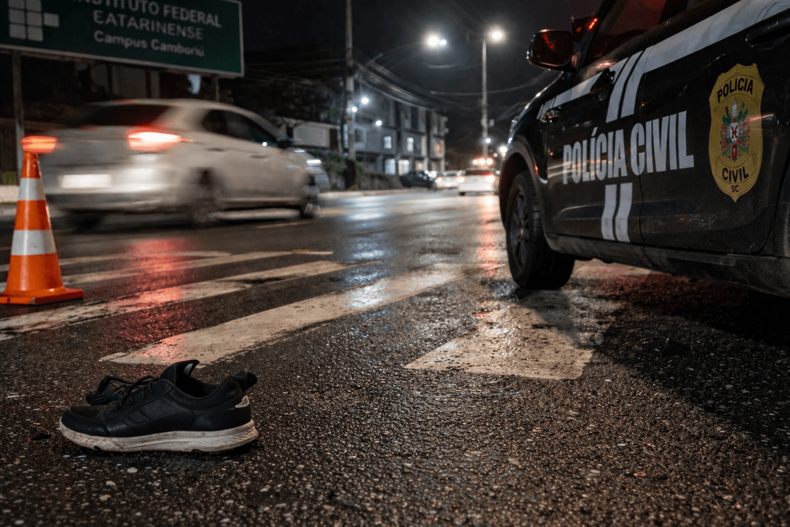 Mulher morre após ser atropelada por dois carros e motoristas fogem em Camboriú