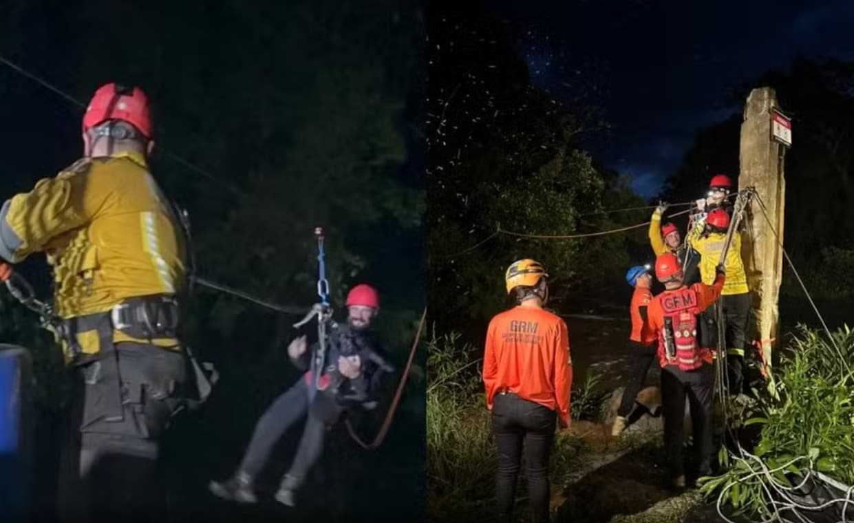 “Cabo de aço, lanternas e escuridão”: a operação para resgatar 16 trilheiros ilhados em Garuva