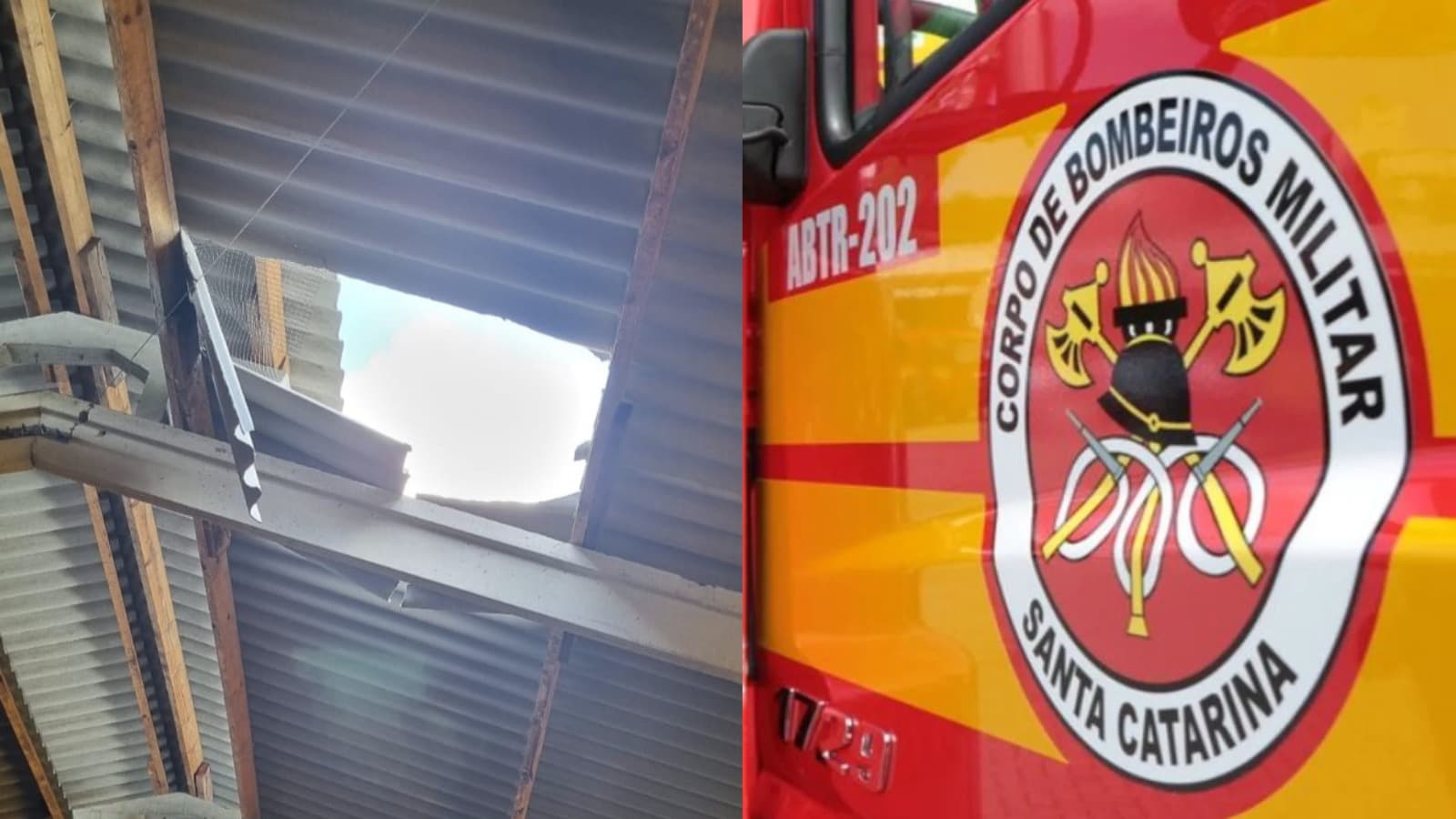 Telha se rompe e adolescente cai de telhado de galpão em construção em SC