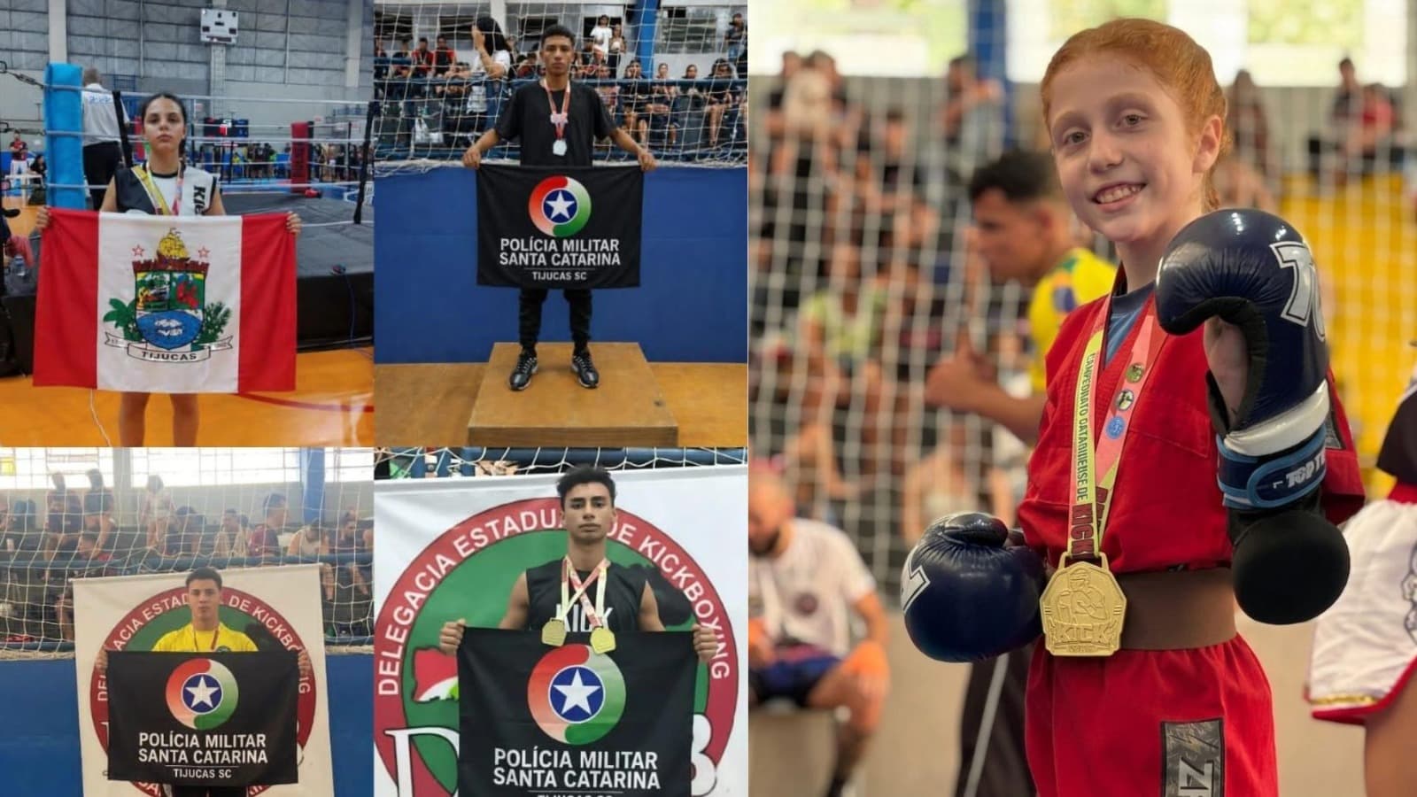 “Orgulho para Tijucas”: projeto da PM conquista 9 medalhas em estadual e garante vaga para Brasileiro de Kickboxing