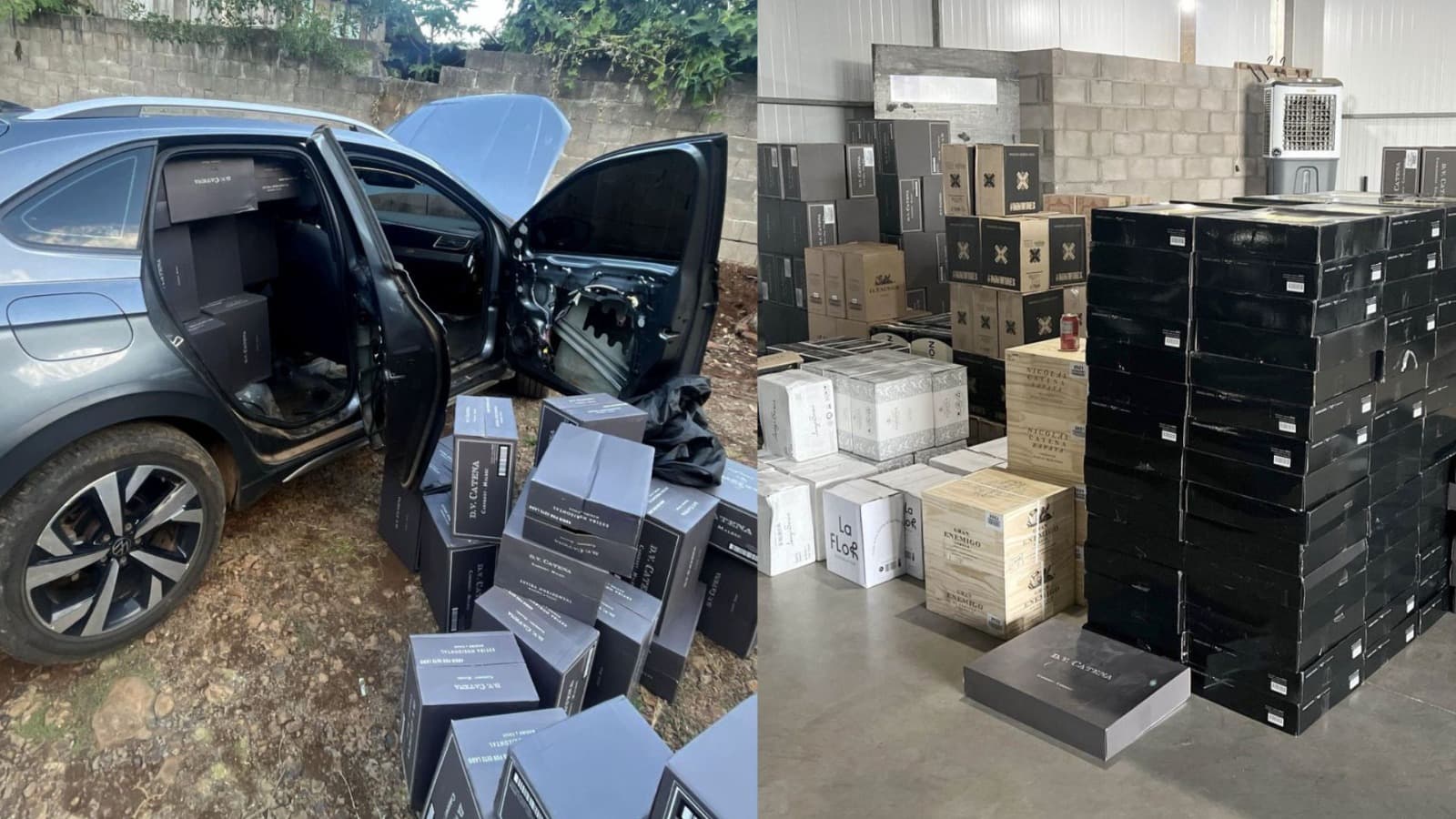 PF intercepta rota ilegal de vinhos e apreende centenas de caixas em SC