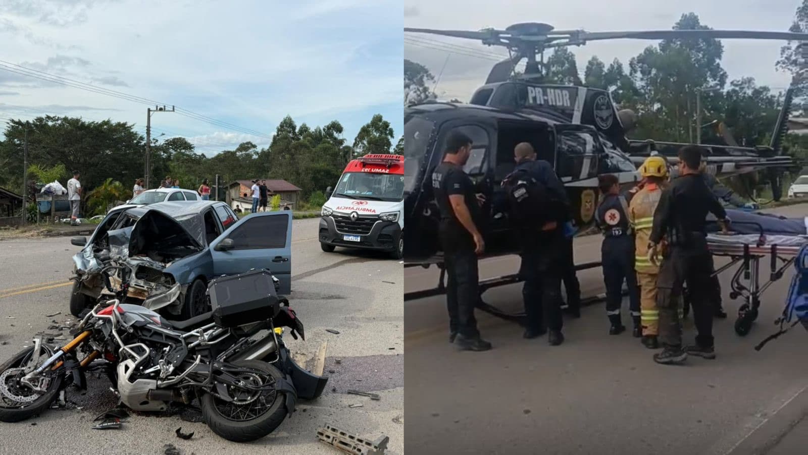 Passageira de moto morre em grave acidente com carro na SC-446