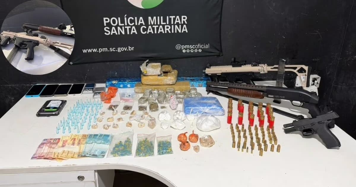 Submetralhadora artesanal, ecstasy e cocaína: PM desvenda esquema de tráfico no Imaruí