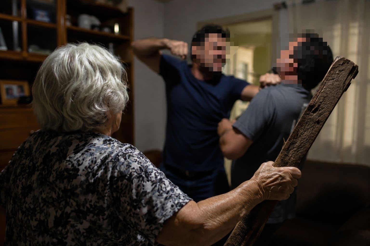 Idosa usa pedaço de madeira para separar briga entre filhos em SC