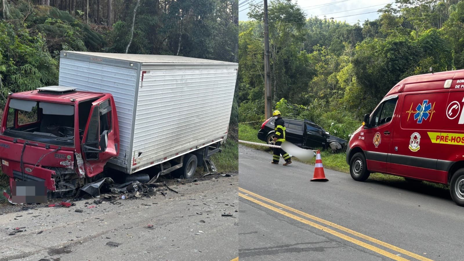 Colisão frontal entre carro e caminhão deixa um morto em SC