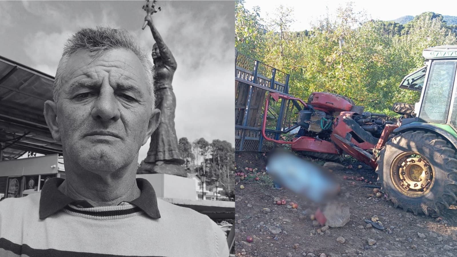 Agricultor morre esmagado por trator durante colheita de maçãs na Serra Catarinense; filho presenciou tudo