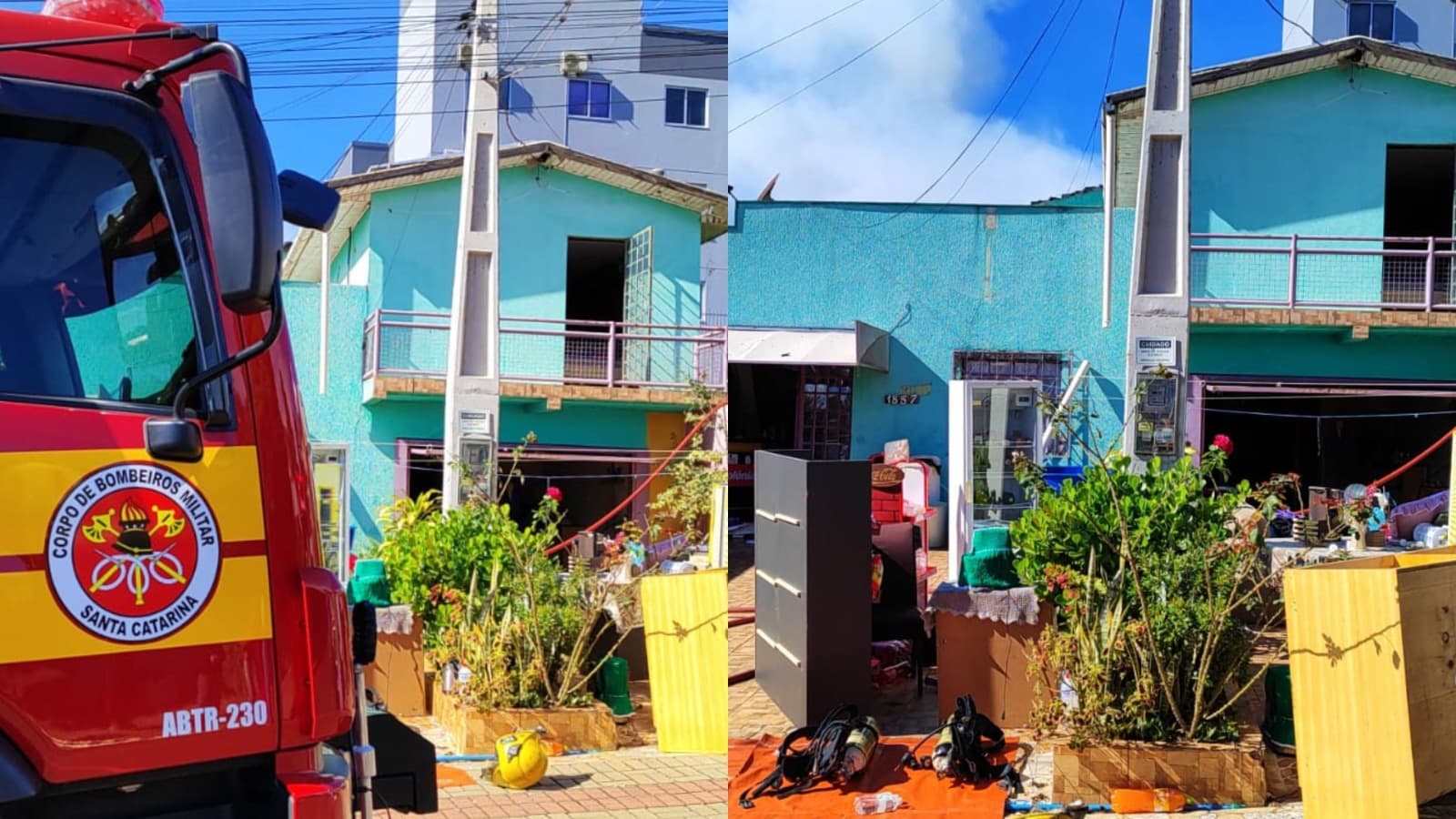 Fogo começa em kitnet e se espalha rápido, destruindo complexo inteiro em Chapecó