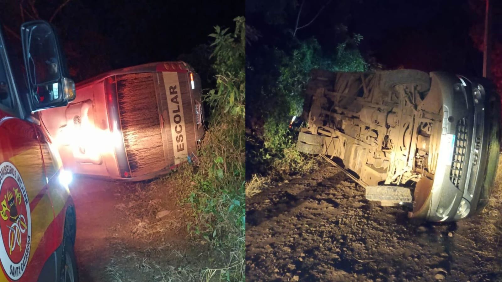 Motorista desmaia ao volante e ônibus escolar com criança de 4 anos tomba no Oeste de SC