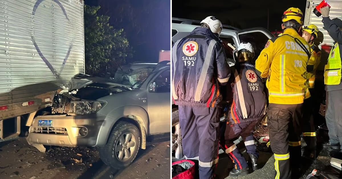 Mulher fica presa às ferragens após colisão entre carro e caminhão em Navegantes