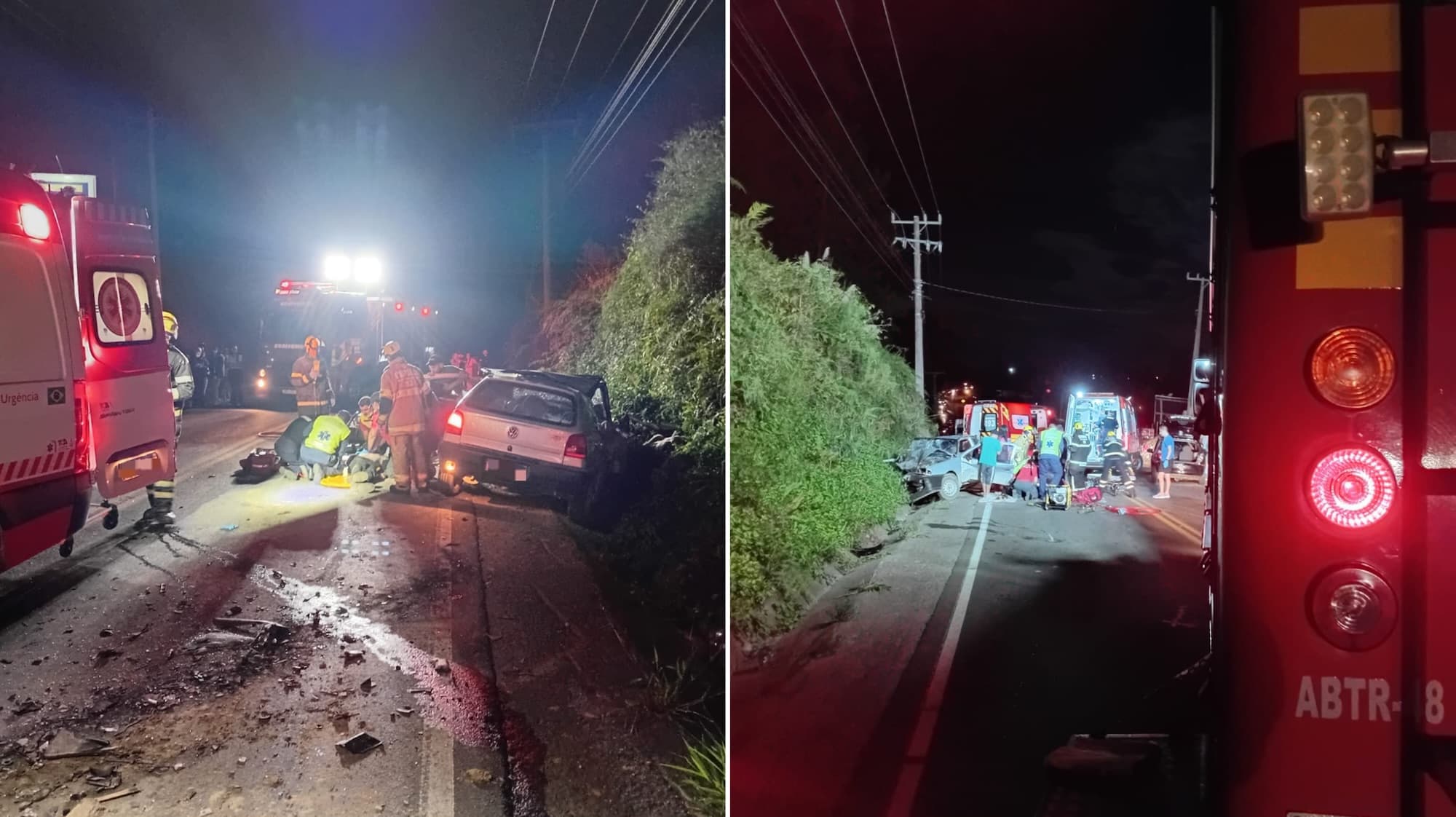 Colisão entre três carros deixa feridos e mobiliza resgate na SC-390, em Lauro Müller