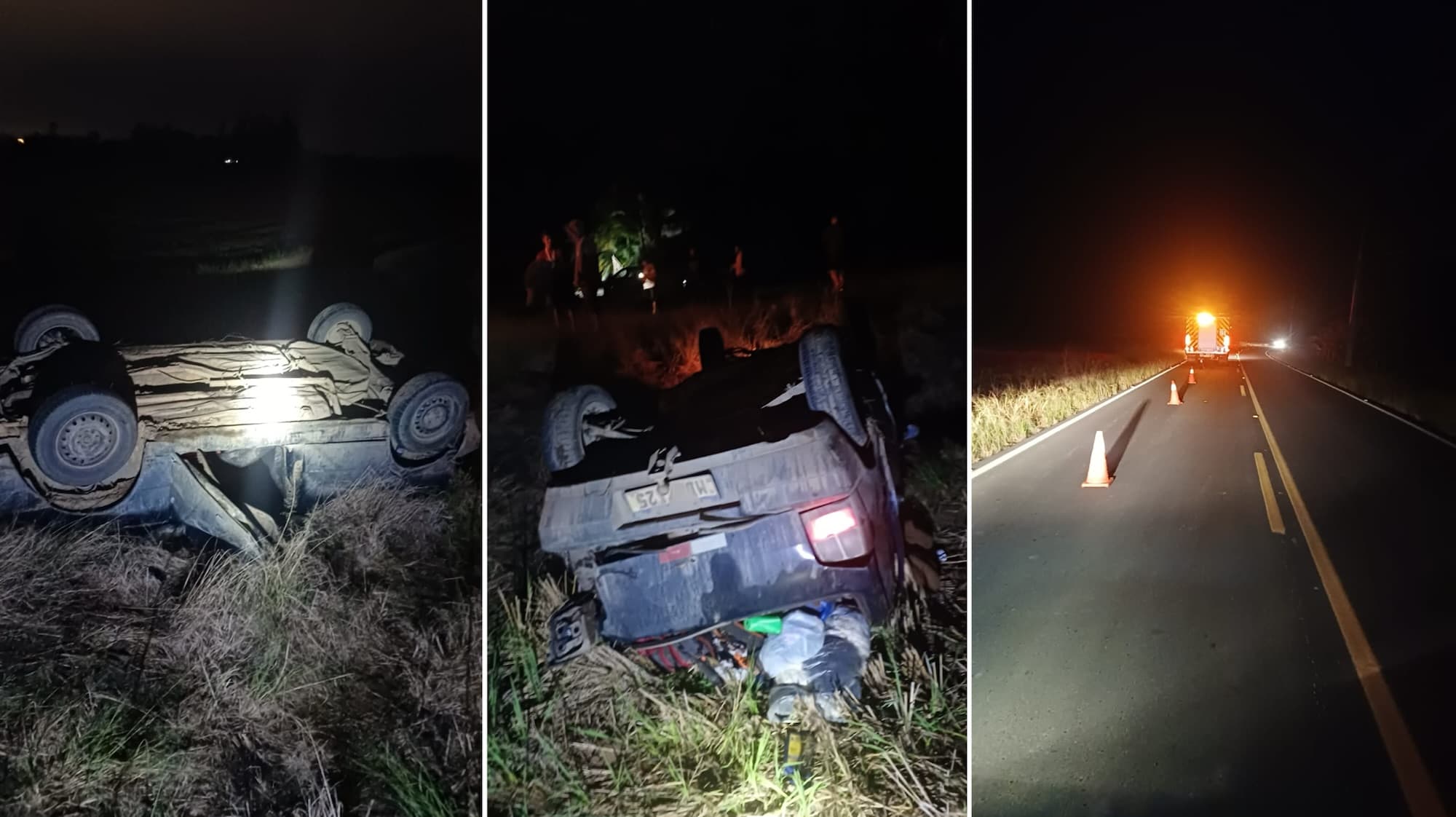 Motorista desvia de cachorro, perde o controle e carro capota na SC-114 em Taió