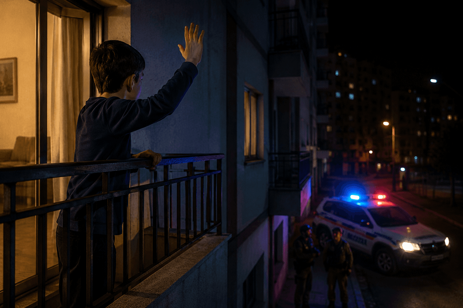 Menino de 10 anos pede socorro na sacada durante a madrugada e mãe acaba presa