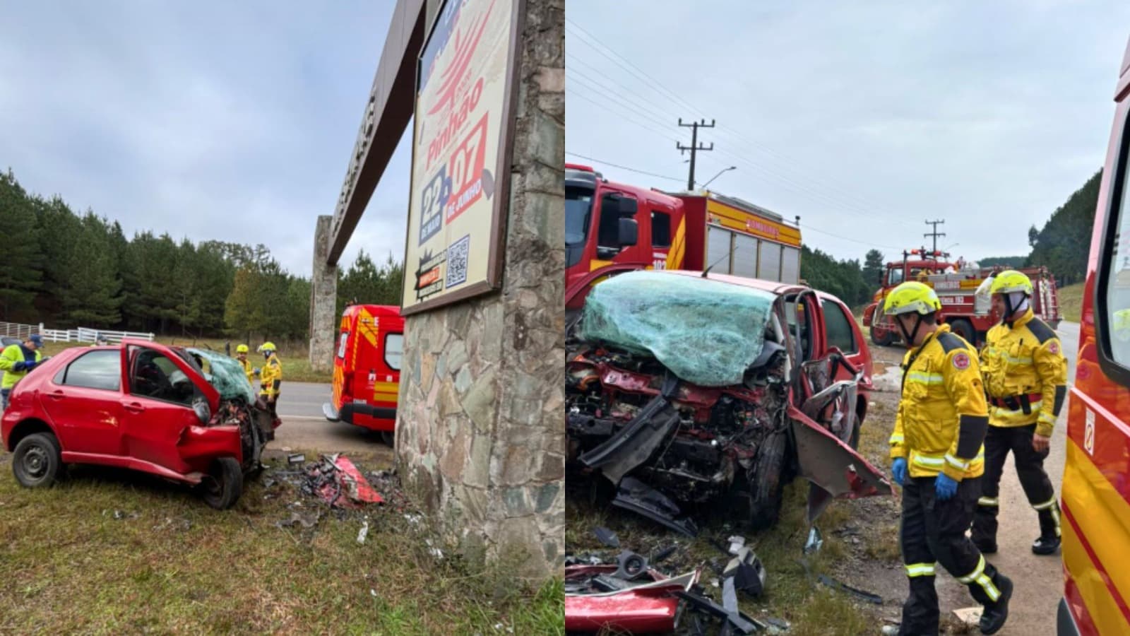 Motorista de 53 anos morre após perder o controle do carro e colidir contra portal de Lages