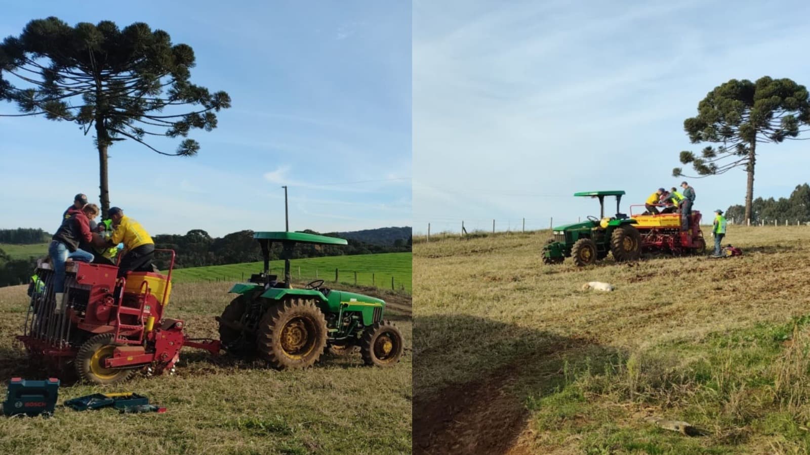 Trator prende a mão de agricultor e dente de eixo atravessa o membro durante plantio em SC
