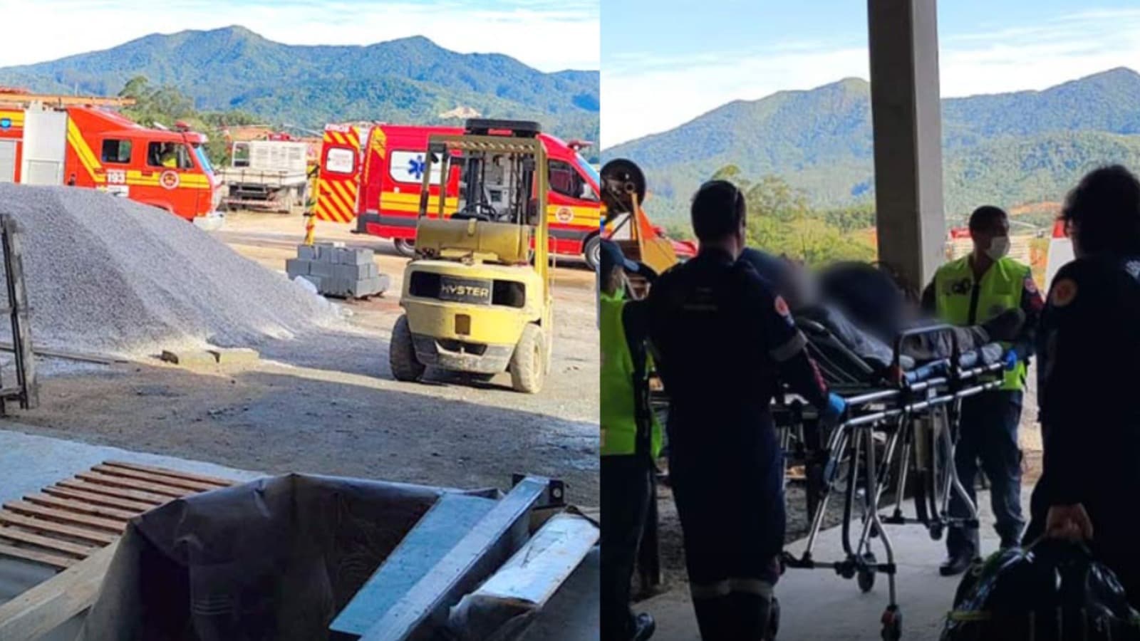 Colega aperta botão e solta cabeça de funcionário presa em máquina de blocos de concreto em Gaspar