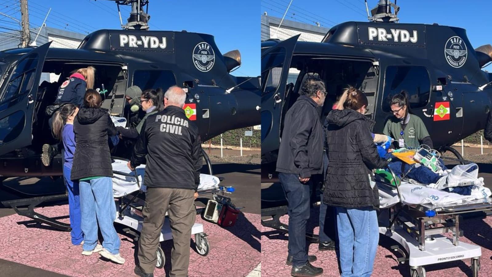 Homem luta pela vida após ser atingido por bovino e é transferido às pressas no Oeste de SC