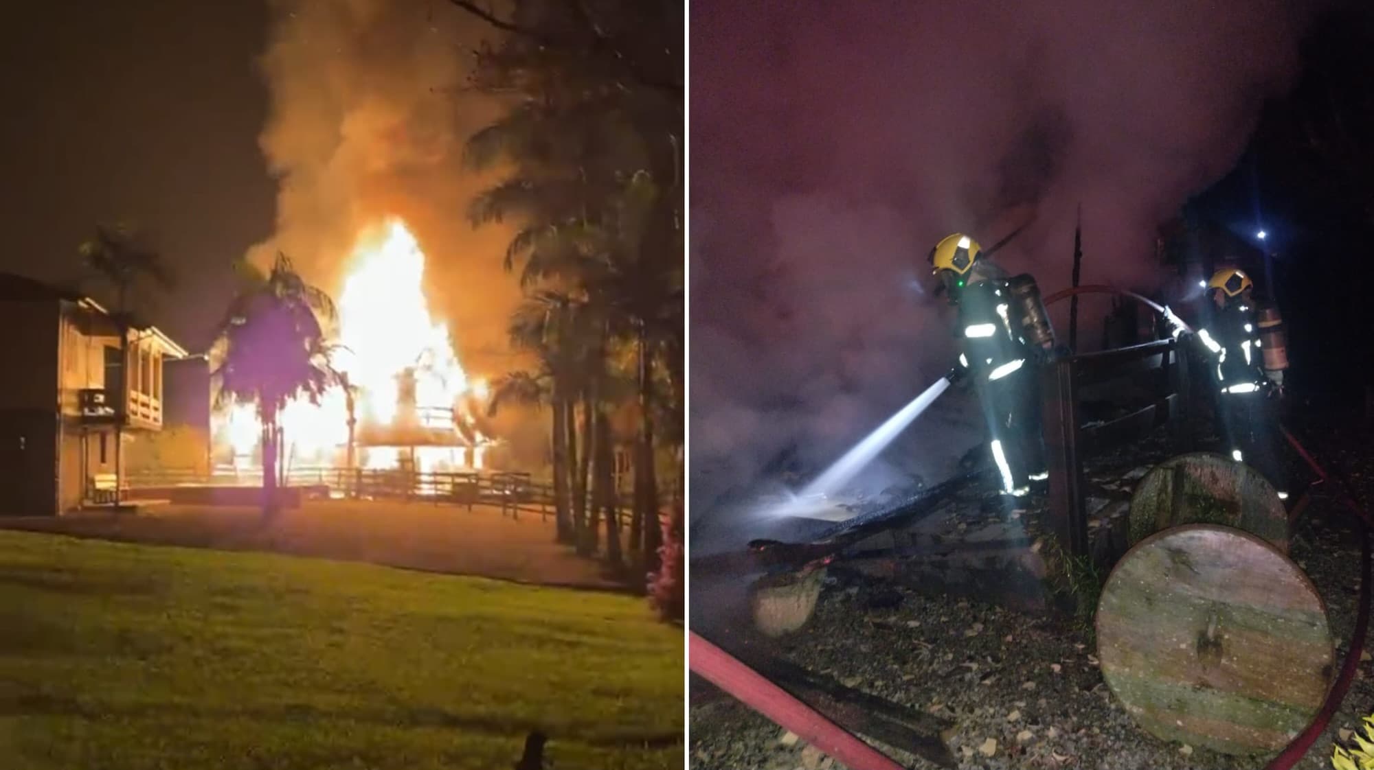 Incêndio destrói casa de dois andares no Sul de Santa Catarina
