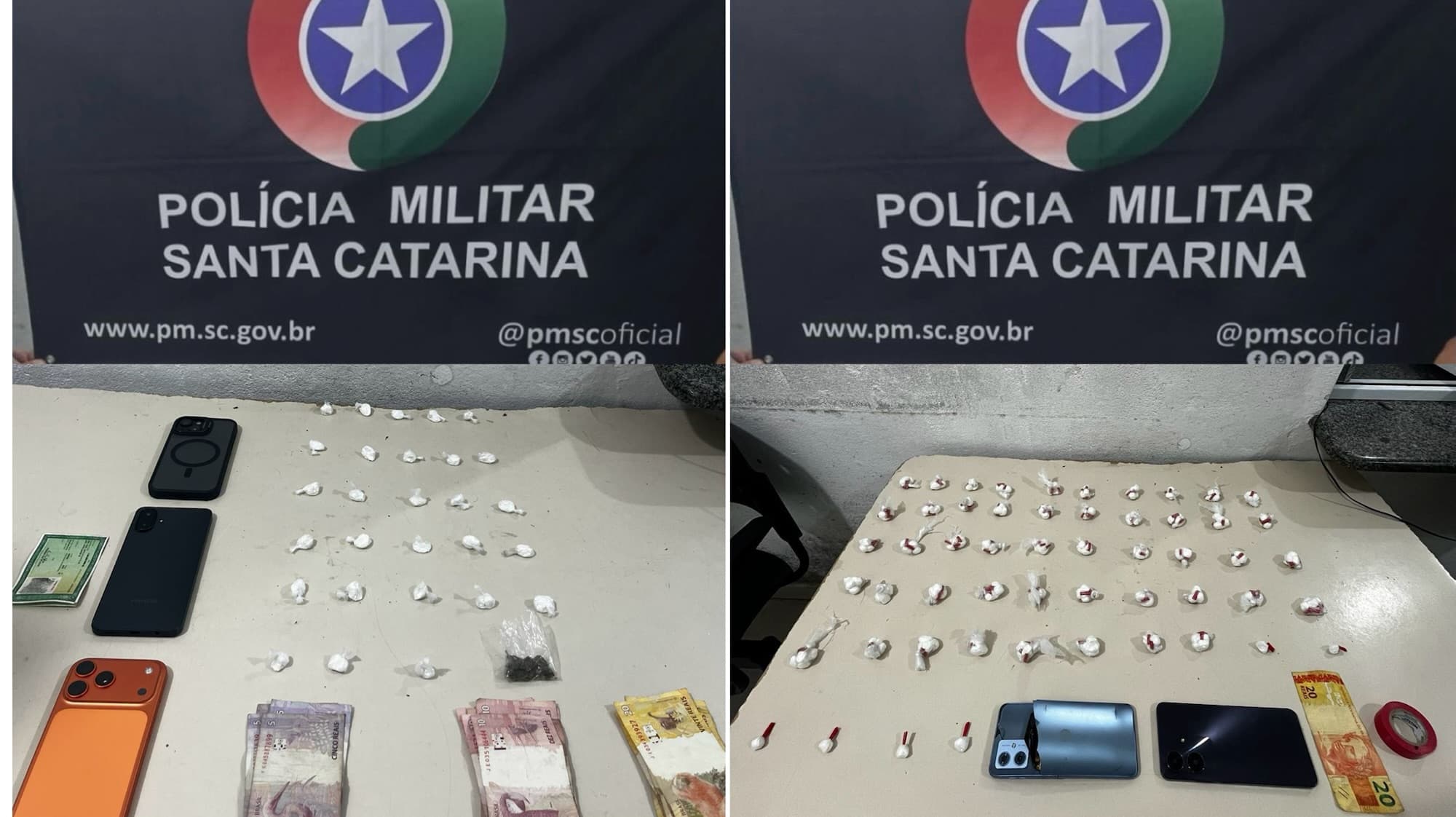 Duas operações contra o tráfico terminam com quatro presos e apreensão de drogas em Itapema