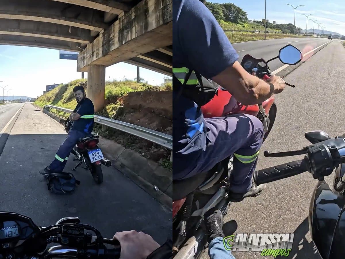 “Não podia ir embora”: motociclista ajuda desconhecido após encontrá-lo com moto quebrada em rodovia de SC