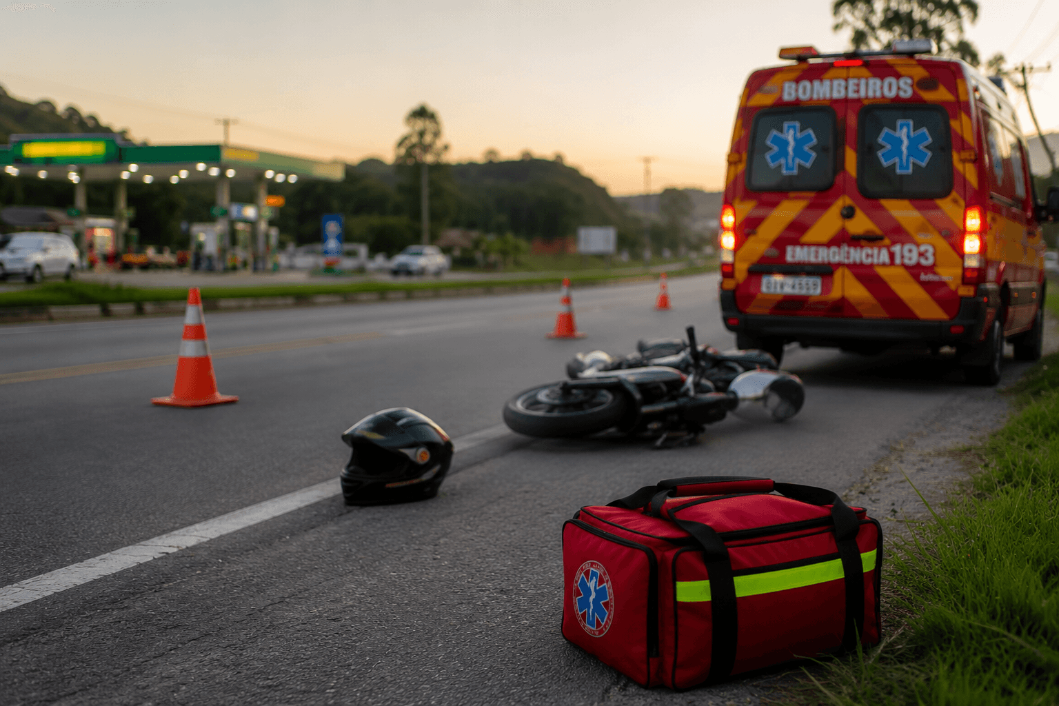 Motociclista fica ferido após não visualizar lombada e sofrer queda na SC-410, em Canelinha