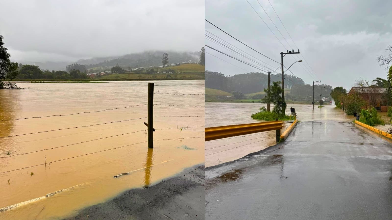Chuva transborda riacho e deixa duas mulheres e seis crianças ilhadas em cidade de SC
