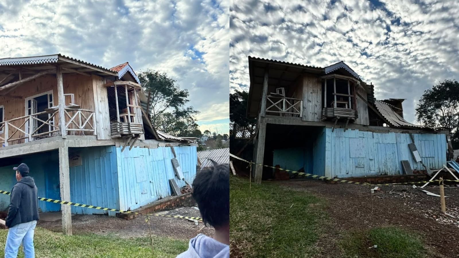 Casa desaba parcialmente e Bombeiros isolam área por risco de colapso em SC