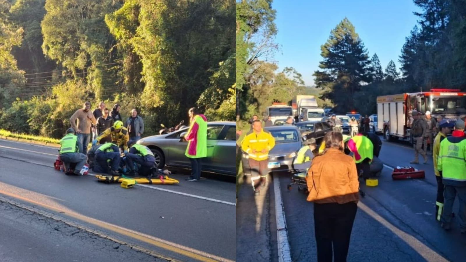 Idosa desce do carro após acidente, é atropelada e sofre fraturas na perna e no braço em SC
