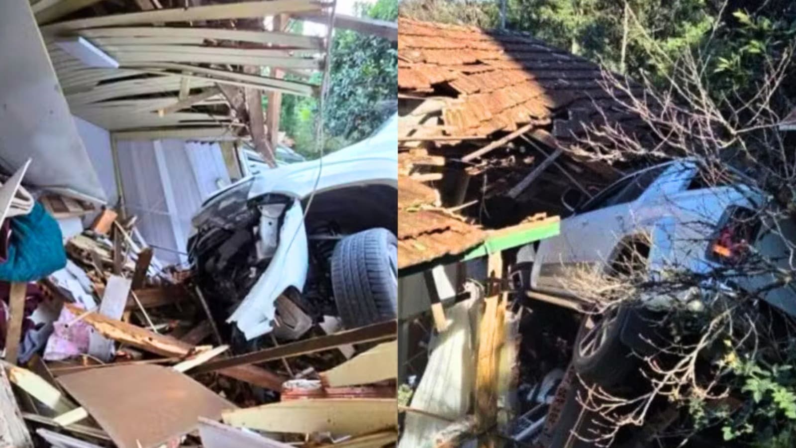 Atravessou a parede: homem de 54 anos passa mal ao volante e Amarok invade casa em SC